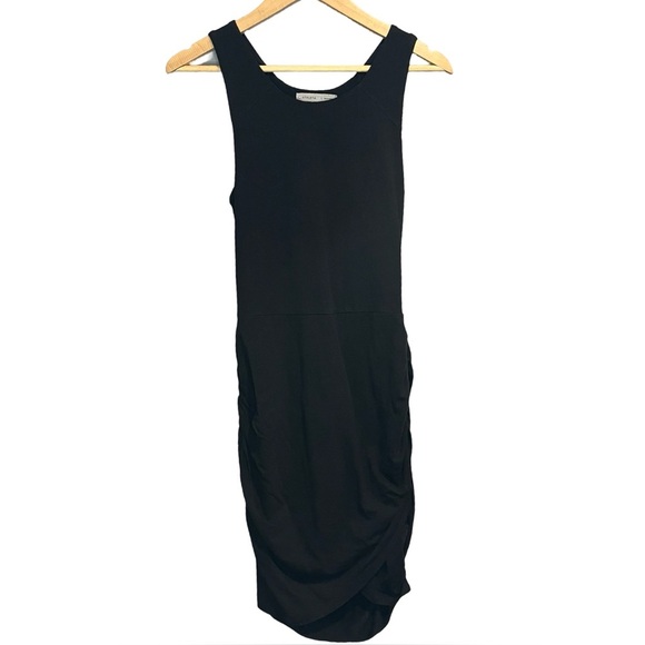 ATHLETA Black Sleeveless Ruched Racerback Bodycon Dress - Picture 2 of 5